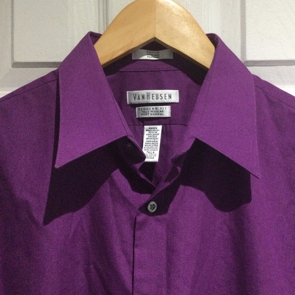 Purple Poplin Regular Fit Dress Shirt - Picture 5 of 8